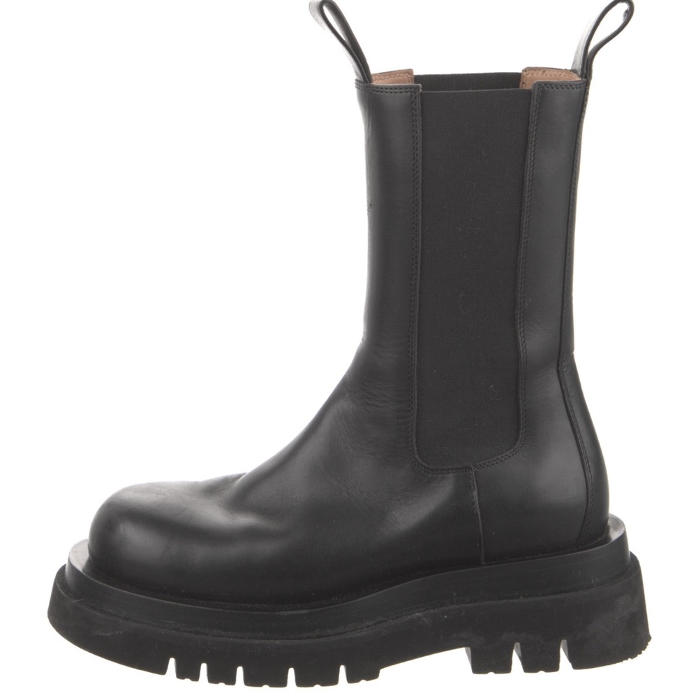 Black Bottega Veneta Leather Mid-Calf Chelsea Boots